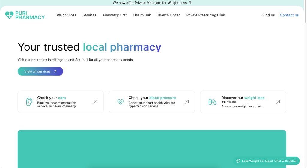 Puri Pharmacy - Home Page - Website Design & Development